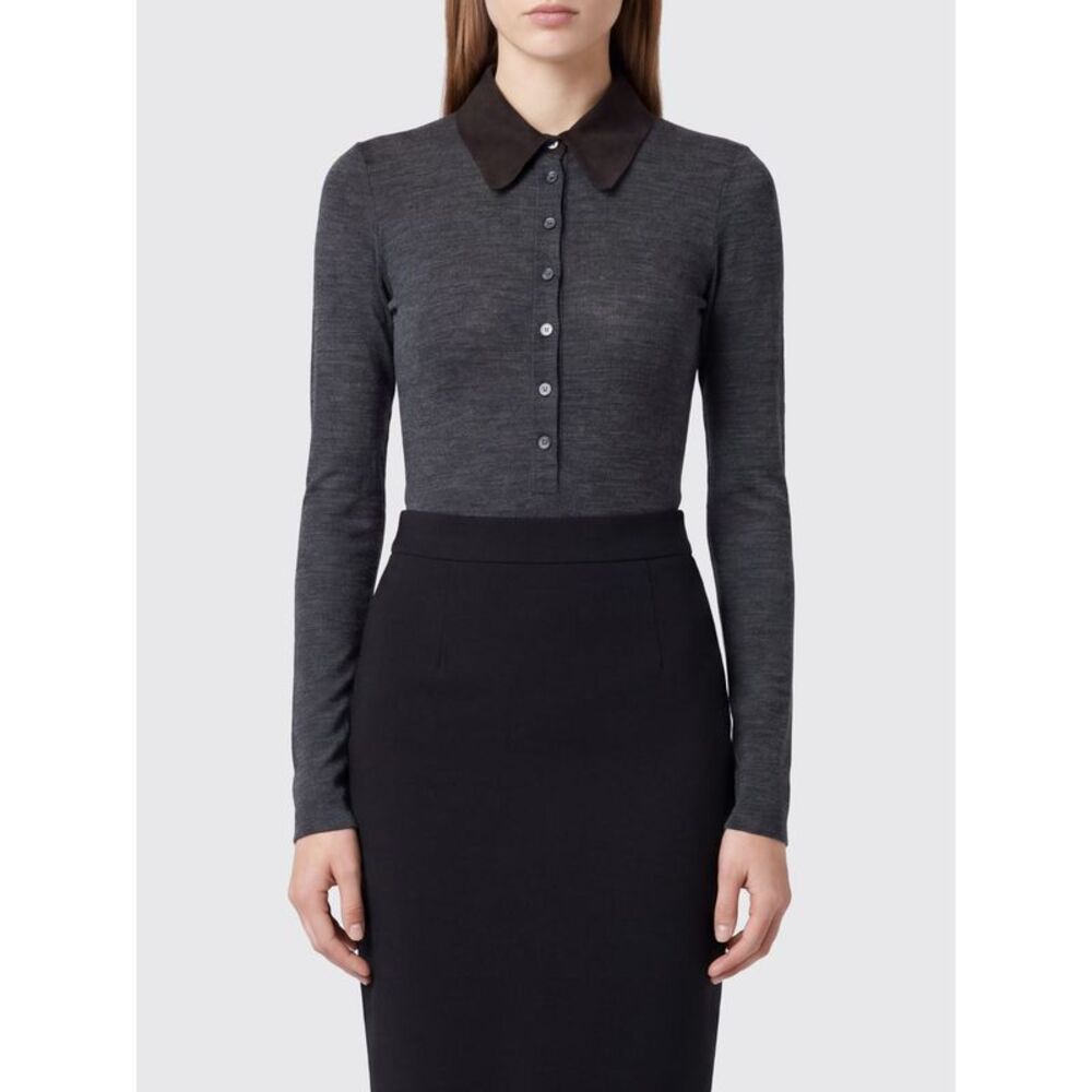 Pinko Women Slim Fit Wool Blend Long-Sleeved Polo Top Pinko With Buttons